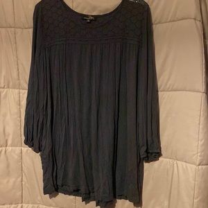 Women’s 3/4 elastic sleeved lace decorative yolk blouse